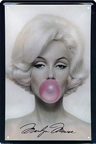 Geschenkeparadies 24 Deko Blechschild 20x30cm Marilyn Monroe Kaugummi