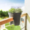 GEEZY Balcony Railing Flower Pot – UV Resistant, Recyclable Plastic Planter with Drainage Holes & Clips, Anthracite – Hanging Terrace Fence Plant Pots for Outdoor Decor Round 28 x 25 cm