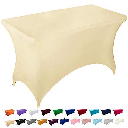 Peomeise 4FT Spandex Table Cover Rectangular Stretch Spandex Tablecloth (Champagne,4FT)