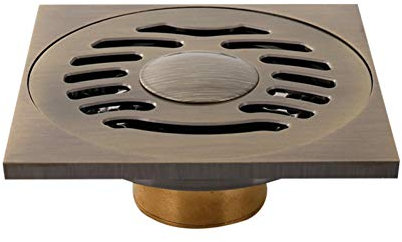 YHSGY Bodenablauf 10 * 10Cm Bodenabläufe Messinggrün Bronze Duschbodenablauf Badezimmer Deodorant Quadratischer Bodenablauf Schmutzfängerabdeckung Rostabfall