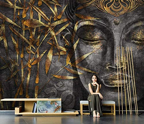 Graue Buddha Statue 3D Foto Tapete Wandbild Motiv Tapete Vlies Tapete Wandbild Tapete Tapete Wohnzimmer Schlafzimme Wanddekoration fototapete 3D Tapete effekt Vlies wandbild Schlafzimmer-200cm×140cm