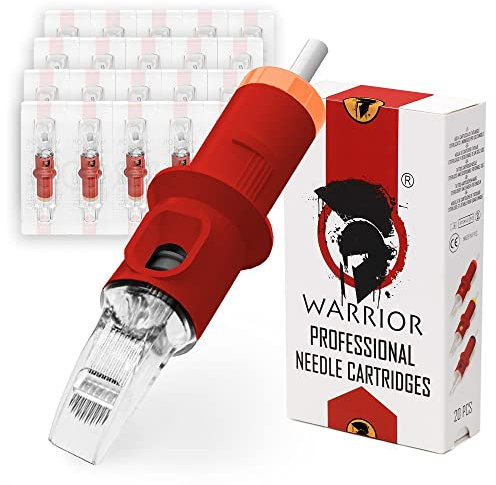 WARRIOR Red Tattoo Patronen Nadeln Professionelle Sterilisierte mit E.O Gas Tattoo Needle Cartridge Curve Magnum 20 Stück 316L Chirurgischer Stahl Einweg Permanent Make-up (0.30mm-1013CM)