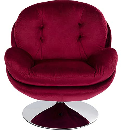 Kare Design Drehsessel Cosy, Berry, Sessel, Polstersessel, Samtoptik, Stahl Fuß, 360 Grad drehbar, Retro Look, 84x81x83 cm (H/B/T)
