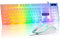 CHONCHOW Tastiera e mouse a LED, tastiera retroilluminata arcobaleno a 104 tasti e mouse RGB a 7 colori, tastiera da gioco bianca e mouse combo per PC, laptop, Xbox, PS4, giocatori e lavoro