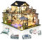 Cuteefun Maquette Maison Miniature pour Adulte à Construire, DIY Maison de Poupée Miniature Bois en Kit avec Meubles Musique Outils, Cadeau de Bricolage Artisanal (Cour poétique)