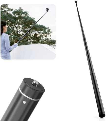 MOJOGEAR Selfie Stick Extra Long - 160 cm - Multifonctionnel avec Trou de vis 1/4 Pouce pour Support de téléphone/Appareil Photo/Microphone - Métal Robuste - Noir