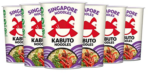 Kabuto Singapore Vegetarian Noodles 6 x 65g | Premium Instant Noodles | Authentic Singaporean Noodle Pot | Quick & Easy Ready Meal | Gourmet Asian Food | B-Corp Certified