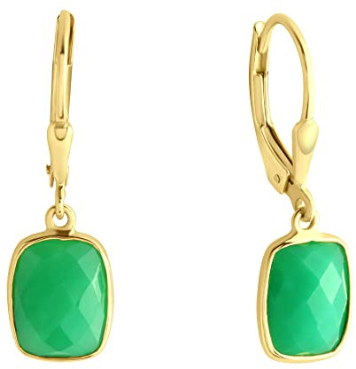 Jamelli Damen Ohrringe 925/- Sterling Silber 2,7cm Glänzend Chrysopras gelb 3,96ct. 300230036J-V
