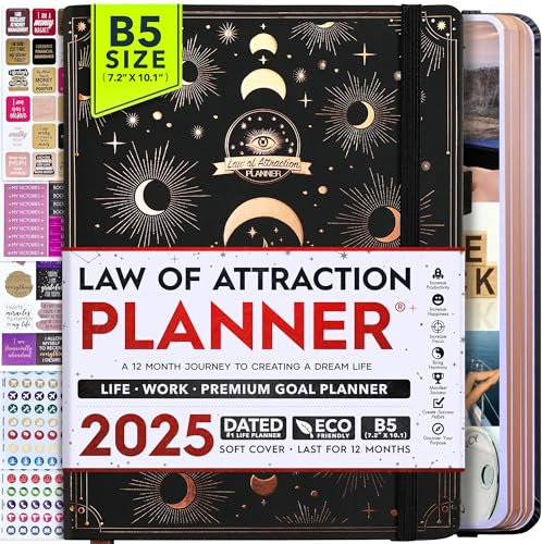 Law of Attraction Planner 2026 - Hourly, Weekly & Monthly Goal Setting Planner with Panduo App | 12 Month Productivity, Life & Gratitude Journal | Include Foldable Vision Board, Gift Box & Stickers