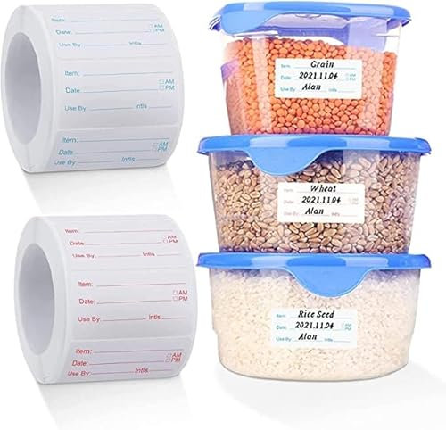 YUFFQOPC 1000 Stücke Etiketten Lebensmittel 50x50mm Etiketten Selbstklebend Marmelade Haushaltsetiketten Gefrieretiketten Premium Haushaltsetiketten Klebeetiketten Tiefkühletiketten,rot Und Blau