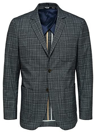 SELETED HOMME Slhslim-Knox Check BLZ B Noos Blazer, Bleu Marine/Carreaux : Carreaux, 50
