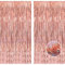 2PCS Rose Gold Foil Fringe Curtain Girls Party Backdrop Decorations - BRAVESHINE 3.2x8.2ft Tinsel Curtains Glitter Photo Booth Props for Birthday Valentines Hen Do Wedding Bridal Shower Wall Streamers