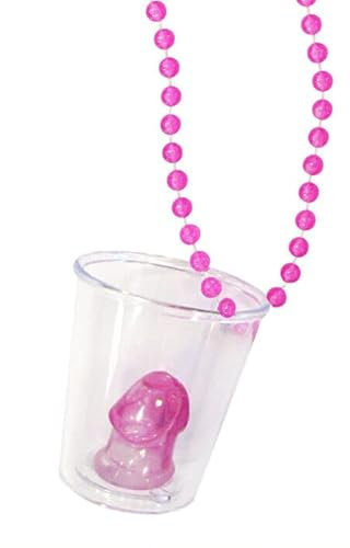 NEU Halskette aus Perlen mit Willy-Shotglas für JGA/Junggesellen-gesellinnen-Abschied