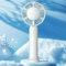 WHOLEV Ventilador de mano de refrigeración, el verdadero mini ventilador portátil, modo de refrigeración de hielo con 3 velocidades, recargable por USB, antideslizante y linterna