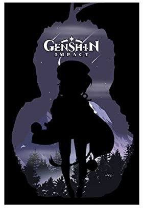 JDRC QiQi Genshin Impact Leinwand Poster Schlafzimmer Dekor Sport Landschaft Büro Zimmer Dekor Geschenk Rahmen: 60 x 90 cm