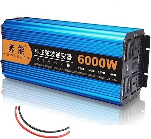 Power Inverter Transformador Inversor De Potencia Sinusoidal Pura De 3000 W (6000 W Pico), Convertidor De CC De 12 V/24 V A 230 V 240 V Con Puerto USB Y Enchufes, Pantalla LED, Inversores De Potencia