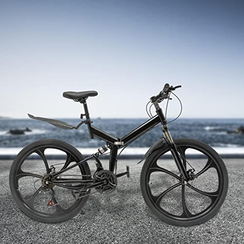TIXBYGO 26 Zoll Mountainbike Klappbar Fahrrad MTB 21 Gang Doppelscheibenbremsen Erwachsene Fahrrad für Jungen, Mädchen, Herren und Damen Menschen mit Einer Körpergröße von 5,25-6,23ft