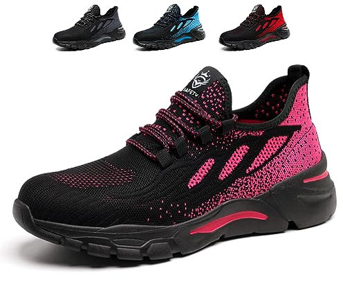 NuCamper Chaussures de Sécurité Hommes Femmes Acier Sneakers Baskets en Acier Chaussure Léger Respirant Confortable Chaussures de Travail Antidérapantes Chaussures de Protection Securite