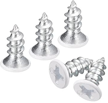 QUARKZMAN ST4x10mm Blanc Vis Autotaraudeuse, 50pcs Plat Tête Phillips Bois Vis pour Travail Bois