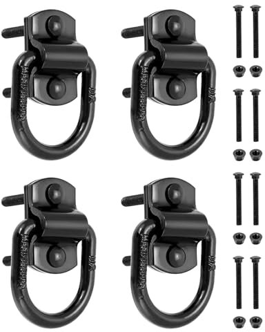 QWORK® Lot de 4 œillets d'arrimage Robustes Point de Levage capacité de Charge 5400 kg avec Plaque de Montage et vis pour remorques, camions, Bateaux