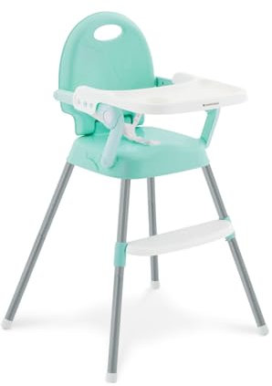KikkaBoo SPOONY Trona Bebé 3 en 1, Silla Alta hasta 36 Meses, Trona Evolutiva, Asiento Elevador, Silla Baja, Plegable, Bandeja Extraíble, Menta
