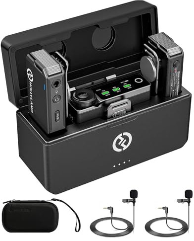 Hollyland Lark Max Micro Cravate sans Fil ENC Annulation Ambiante Bruit, Audio Qualité Studio, 14H REC Mémoire, 22H Utilisation, 250m Portée pour DSLR Caméra Smartphone PC, +2 Micro Lavalier Externe