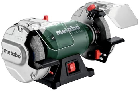 Metabo 6-Inch Heavy Duty Bench Grinder, 3,600 RPM, 3.6 Amps, LED Light, Adjustable Eye Shield and Spark Deflector, DS 150 Plus, 604160420