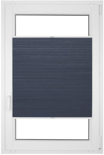 RENA Wabenplissee Thermo Plissee ohne Bohren Verdunklungsplissee Blickdicht Fenster Balkonfenster Balkontür Verdunkelung Sonnenschutz Innen Sichtschutz Hitzeschutz Dunkelblau 65x140 cm