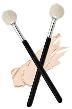 Ksvsonrvi 2PCS Highlighter Brush Fan Brush for Face Highlighting, Buffing and Blending With Powder Cream, Blusher Highlighter Applicator Makeup Tool