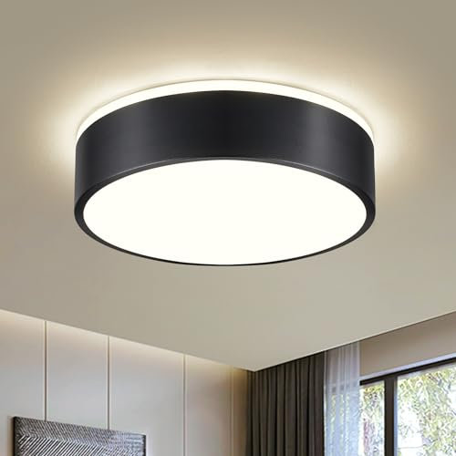 Vikaey Moderne Deckenlampe,LED Deckenleuchte Schwarzem Metall,4000K,24W Schlafzimmerleuchte Für Wohnzimmer,Küche,Bad,Korridor,Esszimmer, Lounge, Ø30 cm