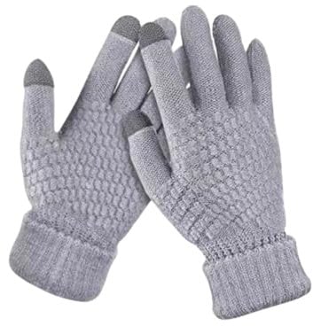 Knitted Thermal Gloves Womens, Touch Screen Winter Gloves, Thicken Fleece Lined Knitted Mittens Gloves, Windproof Keep Warm Touchscreen Gloves Winter Texting Gloves Elastic Cuff Anti-Slip, Grey