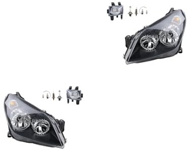 Johns, Scheinwerfer Satz Halogen Front passend für Opel Astra H 03/2004 - H7 H1 Links & Rechts + Nebelscheinwerfer + Leuchtmittel