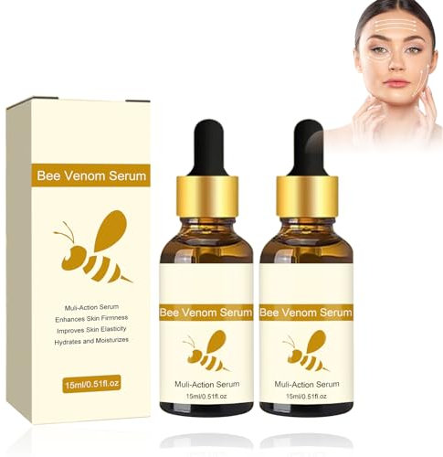 2 Stück Bienengift Serum,Natural Vital Bienengift Essenz,Bee Venom Essence,Feuchtigkeitsspendendes Anti-Falten-Gesichtsserum mit Kollagen für Alle Hauttypen