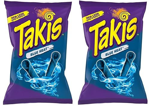 2x100g Takis BLUE HEAT Tortilla Chips - 2 Großpackungen mit Blue Hot Chili Pepper & Spicy Flavour
