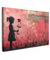 MuchoWow© Impression sur Toile Decoration Murale Peinture 60x40 cm Tableaux Decoratifs Muraux Déco Chambre Tableau Salon Graffiti - Fille - Rose - Street art - Fleurs - Banksy
