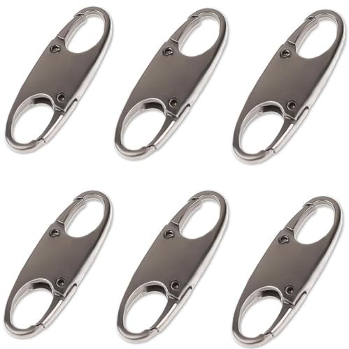 6PCS Zipper Lock Clips,CSLGDMAI Zipper Clips Anti Theft Can Make Backpack Lock,Outdoor Travel Clip,Double Opening Snap S Hooks Zippers Pull for Traveling Camping (Gunmetal)