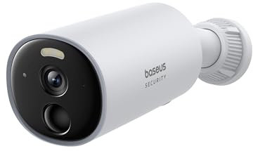 Baseus Security B1 Solocam Überwachungskamera Aussen Kabellos 210Tage, 2K HD, 145 Grad, IP67, Nachtsicht, Kamera Überwachung Akku WLAN mit 8GB Lokal Speicher, Menschen und Bewegungsmelder