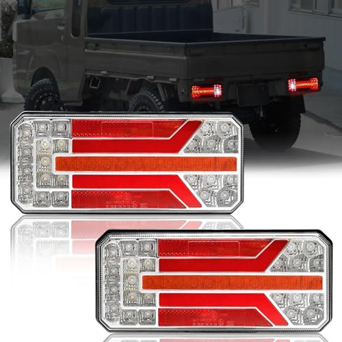 Yinaolan 2Pcs Led Anhänger Rückleuchten, 12/24V LED Anhänger Rücklicht Superhell Wasserdicht, Bremse Schwanz Blinker Rückwärts Nebel Reflektor Lampe für Lkw Wohnwagen Van