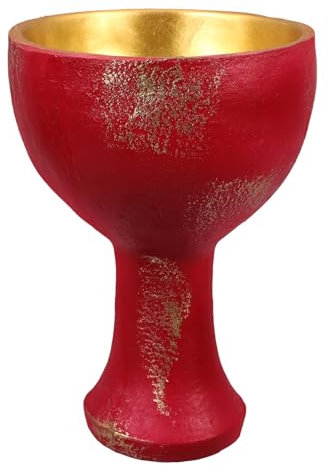 ABOOFAN Holy Grail Cup, Resin Gothic Goblet, Christian Chalice Cup, Altar Sacrifice Decoration Halloween Costume Prop Golden Red BAU The Staff of Kings