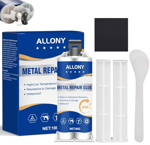 ALLONY Colle Metal Extra Forte, 100ml Colle bi Composant, Soudure a Froid Metal, Colle Plastique Extra Forte, Convient pour le Métal, Le Bois, Fonte, etc
