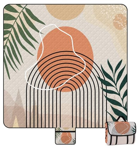 Jopee Picknickdecke Wasserdicht, 200x200cm Boho Waschbar Stranddecke Sandfrei für 4-6 Personen, Leicht und Tragbar Strandmatte mit Tragegriff, Tragbare Picnic Blanket für Picknick, Wandern, Campinge