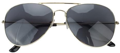 Freebily Damen Polizeimütze Pilotenbrille Set Cop Cap Kapitänsmütze Karneval Party Halloween Mottoparty Polizei Kostüm Zubehör Cosplay Requisiten Schwarz Brille One Size
