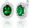 WOVEE Ohrringe Oval Ohrstecker AAA Zirkonia Grün Elliptisch Glitzer Stein Stecker Silber 925 Damen Frauen Braut Hochzeit Silberohrringe Damenohrringe