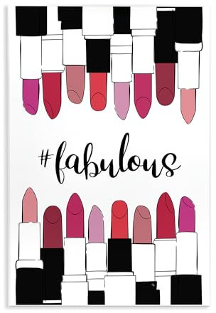 Stupell Industries Martina Pavlova Hashtag Fabulous Lippenstift Wandschild Kunstdesign