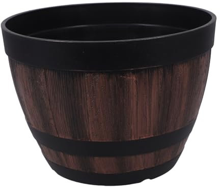 BEBEMOKO Blumentopf Weinfass Topf Fassform Pflanzgefäß Fass Garten Pflanzgefäße Weinfass Pflanzgefäß Eimer Pflanzgefäß Fass Pflanztöpfe Gartentöpfe Kunstpflanzen Indoor Air Pflanztopf Harz