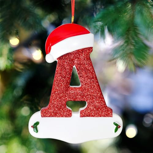 TOPWAYS 26 Letter Christmas Tree Hanging Pendant, Christmas tree decorations, Personalized DIY Christmas Ornaments, Hanging Xmas Alphabet Letters (A)