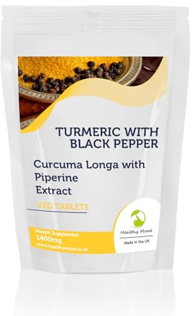 Turmeric with Black Pepper x120 Tablets – High Strength Curcumin Supplement with Piperine for Enhanced Absorption – Joint Support & Anti-Inflammatory