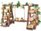 Wisreach Wooden 3 Tier Cupcake Stand with Swing and Flower Decoration Serving Removable Tray Display Stand for Cake Snack Fruit Chips Bread Centerpieces Catering
