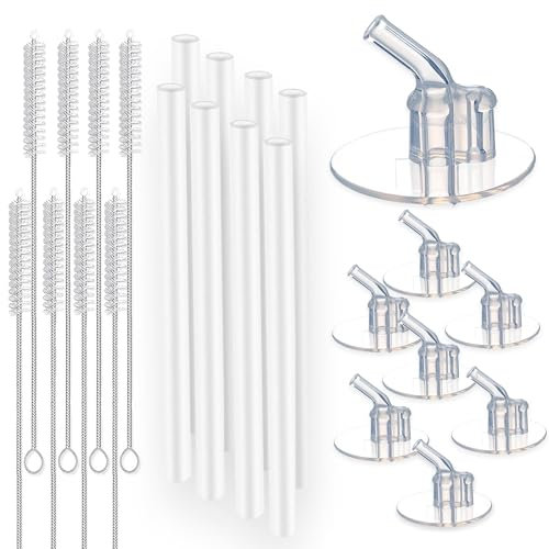 Replacement Straws for Thermos Funtainer 12 Ounce Bottle, 24 Pcs Silicone Water Bottle Straws Cleaning Brushes Set, Safe to Use for Toddler and Kids