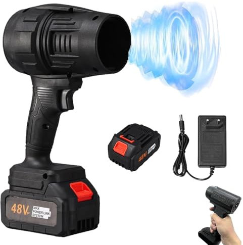 Turbo Jet Blower, Cordless Turbo Super Power Air Duster, Turbo Dryer Blower for Car, 1200G Compressed Air Cleaner Duster, Mini Portable Hand Held Powerful Fan, Jet Dry Blower for Cleaning, Camping(Bla